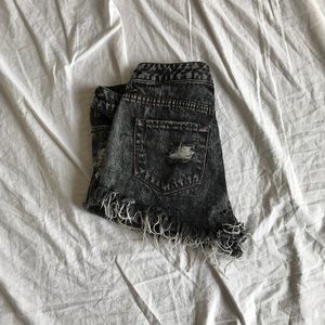 distressed black shorts